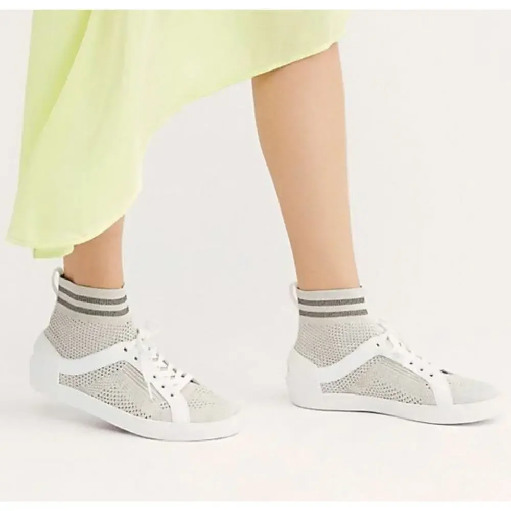 ASH Sock Style Knit High Top Sneakers Gray White Red Star EU 38